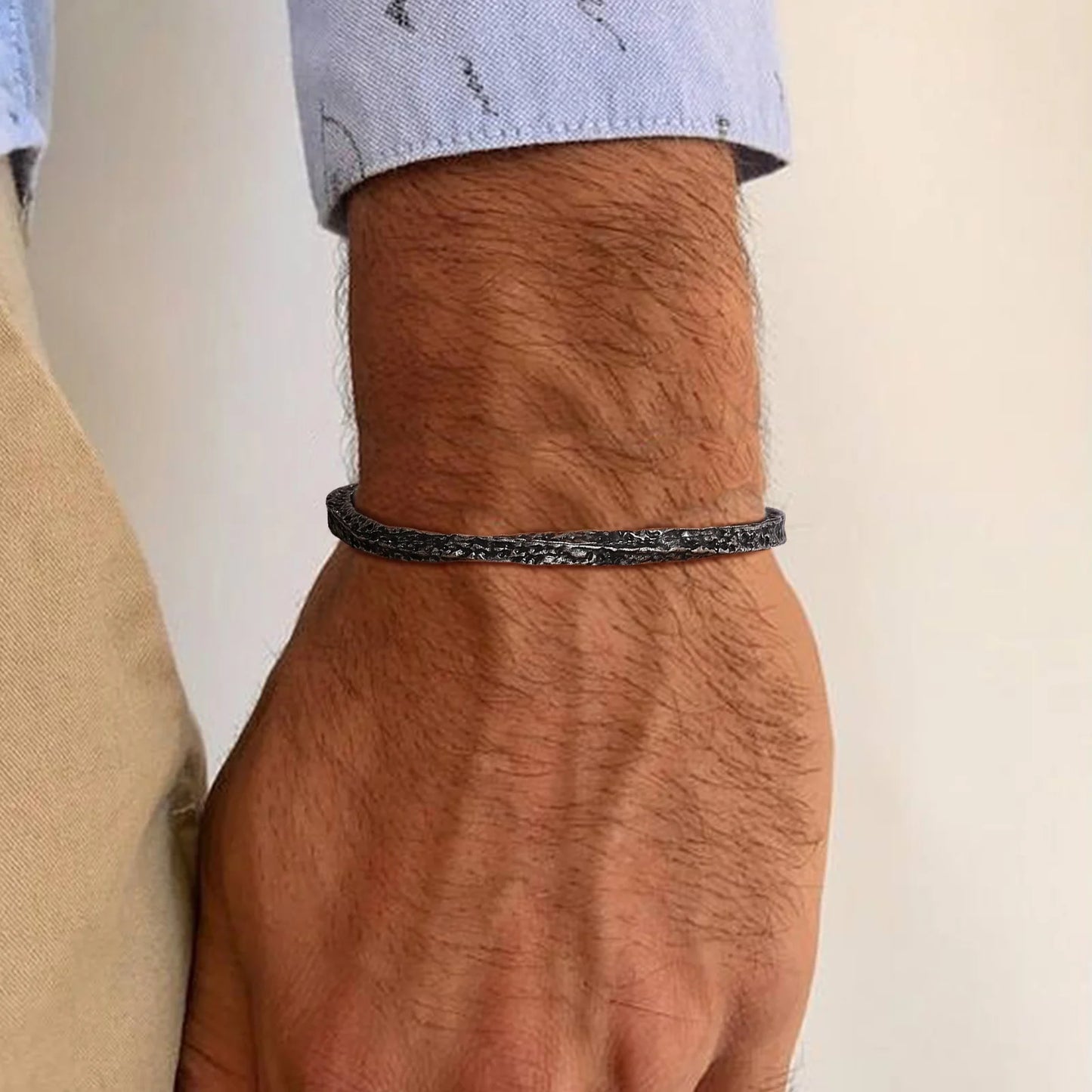 Men's Cuff Bracelet Silver Metal | Vintage Charm-2