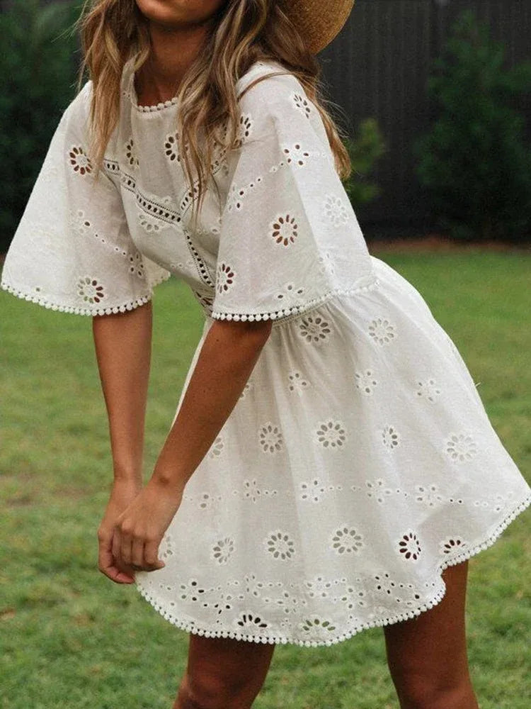Women Backless Embroidered Summer Dress | Camila