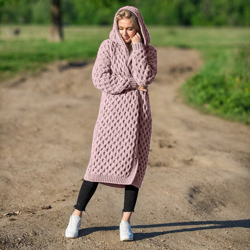 Women Hooded Cable Knit Cardigan | Amirae