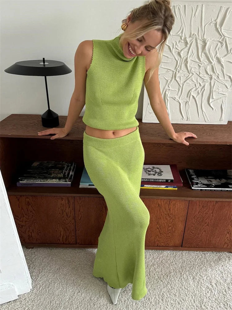 Women Sleeveless Knit Two-Piece Set | Melvina