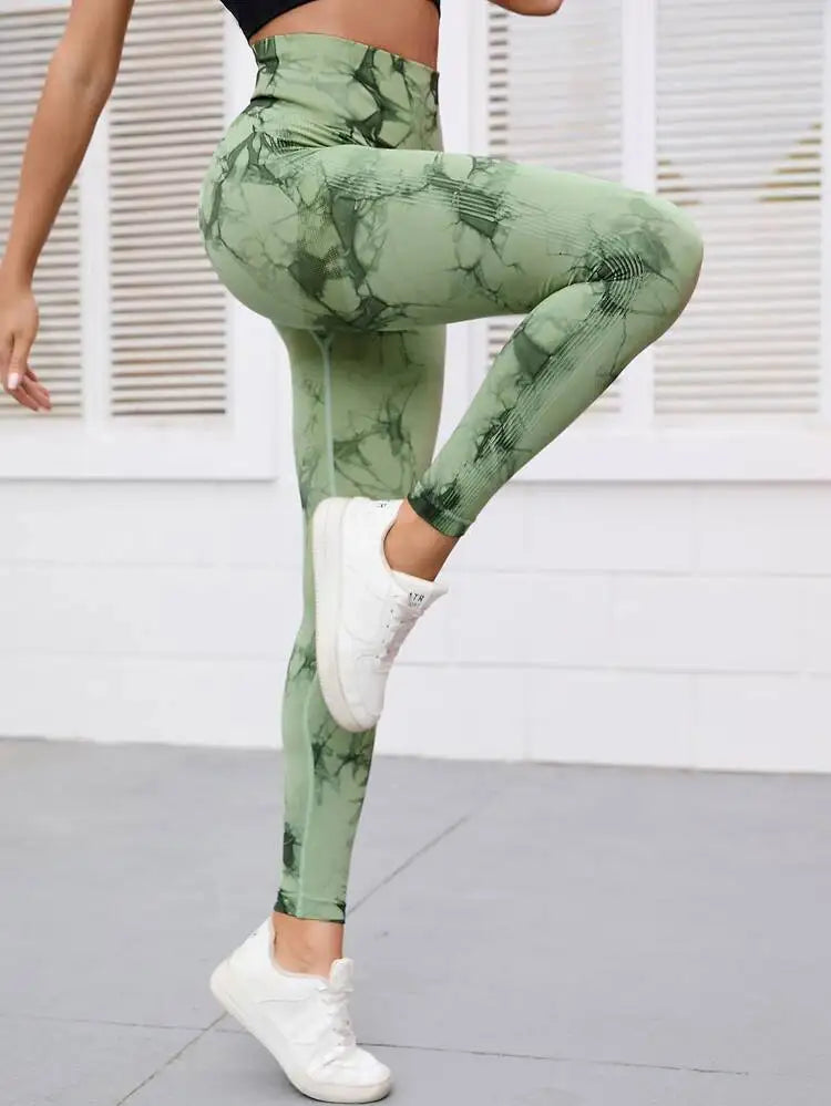 Women High-Waist Gym Leggings Multi-Color Polyester Spandex | Active Style-5