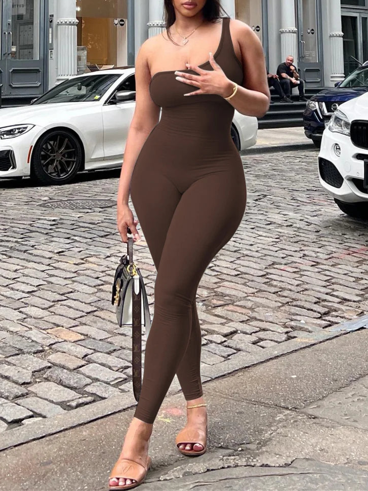 Women One-Shoulder Fitted Jumpsuit | Aurora