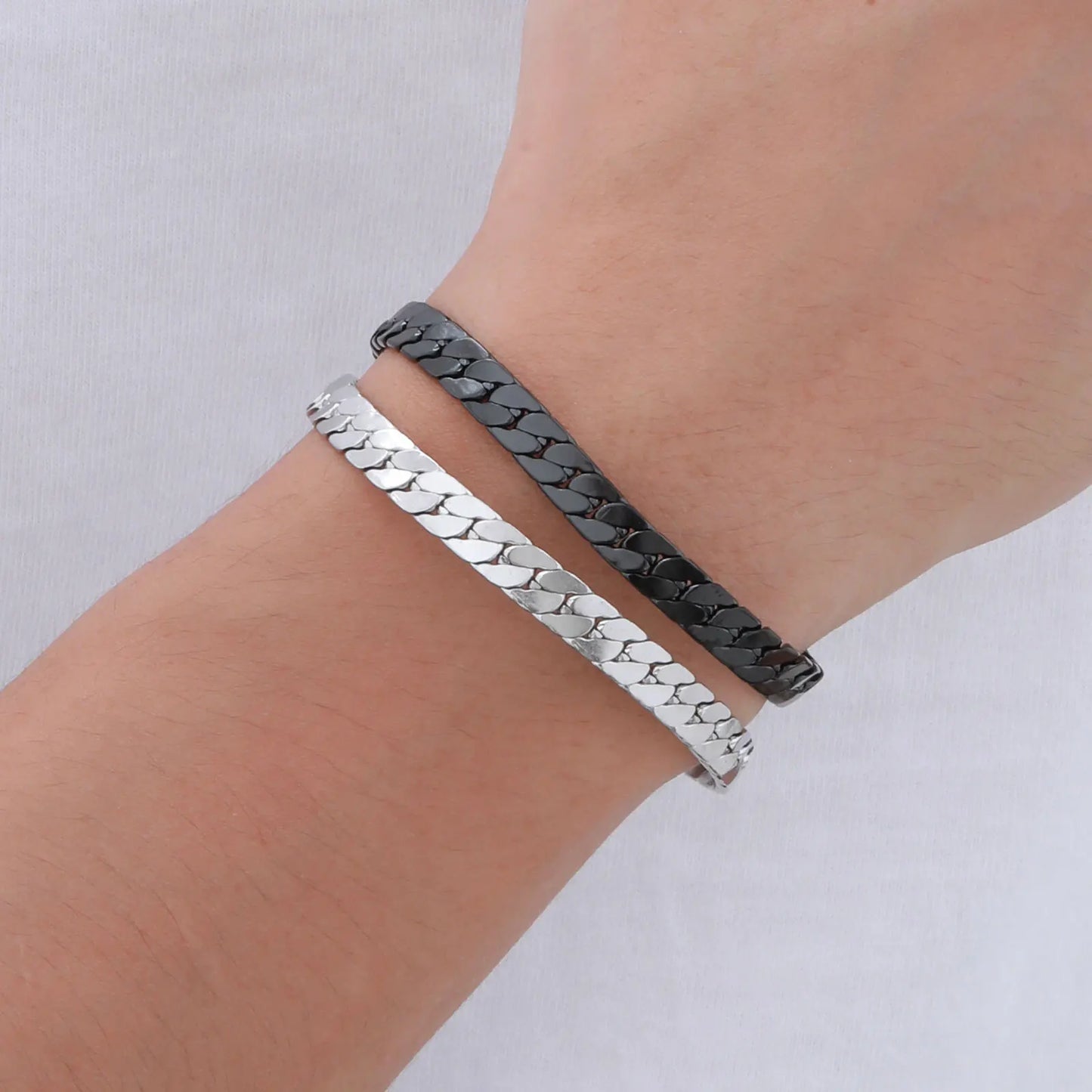 Men's Bracelet Adjustable Stainless Steel Cuban Chain | Classic Style-3