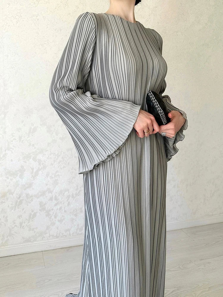 Women Pleated Ruffle Sleeves Maxi Dress | Hollie
