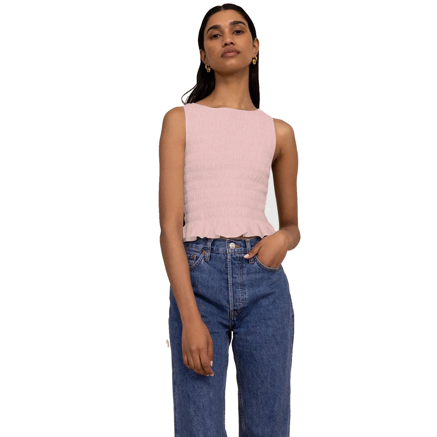 Women Smocked Sleeveless Top | Regina