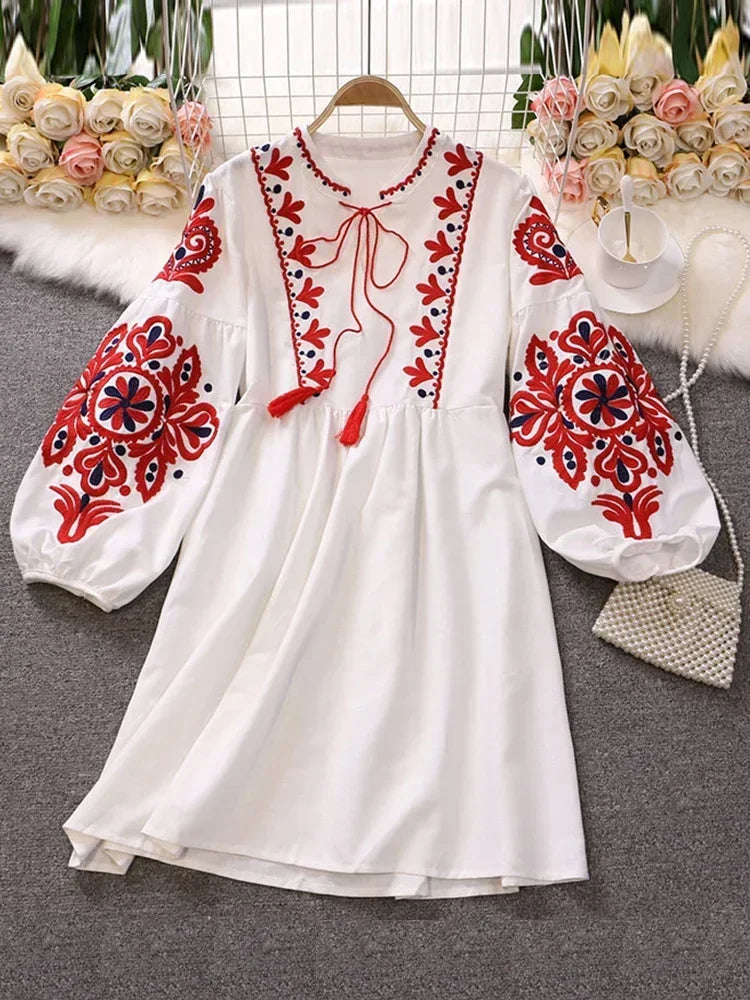 Women Bohemian Embroidered Tunic Dress | Kassandra