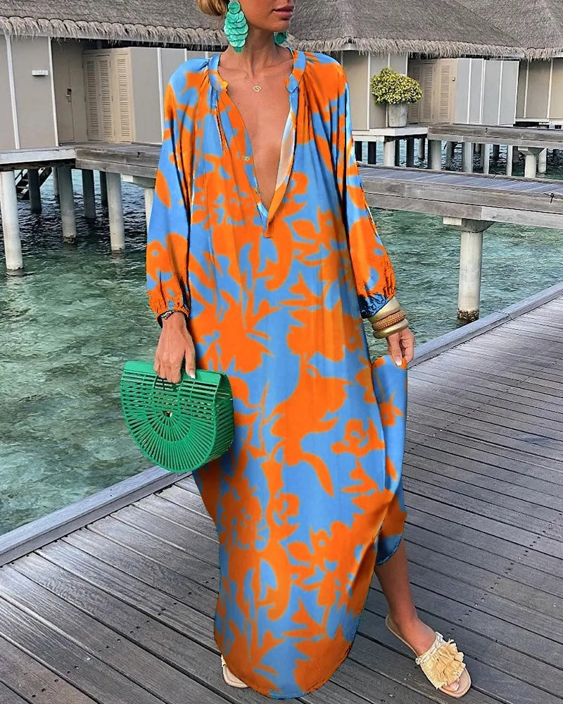 Women Maxi Dress Multi-Color Polyester | Summer Vibes-6