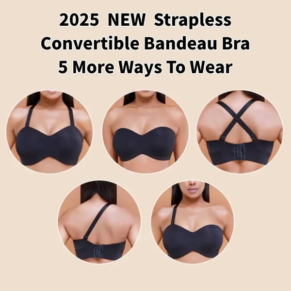 Seamless Strapless Convertible Bandeau Bra with Full Support