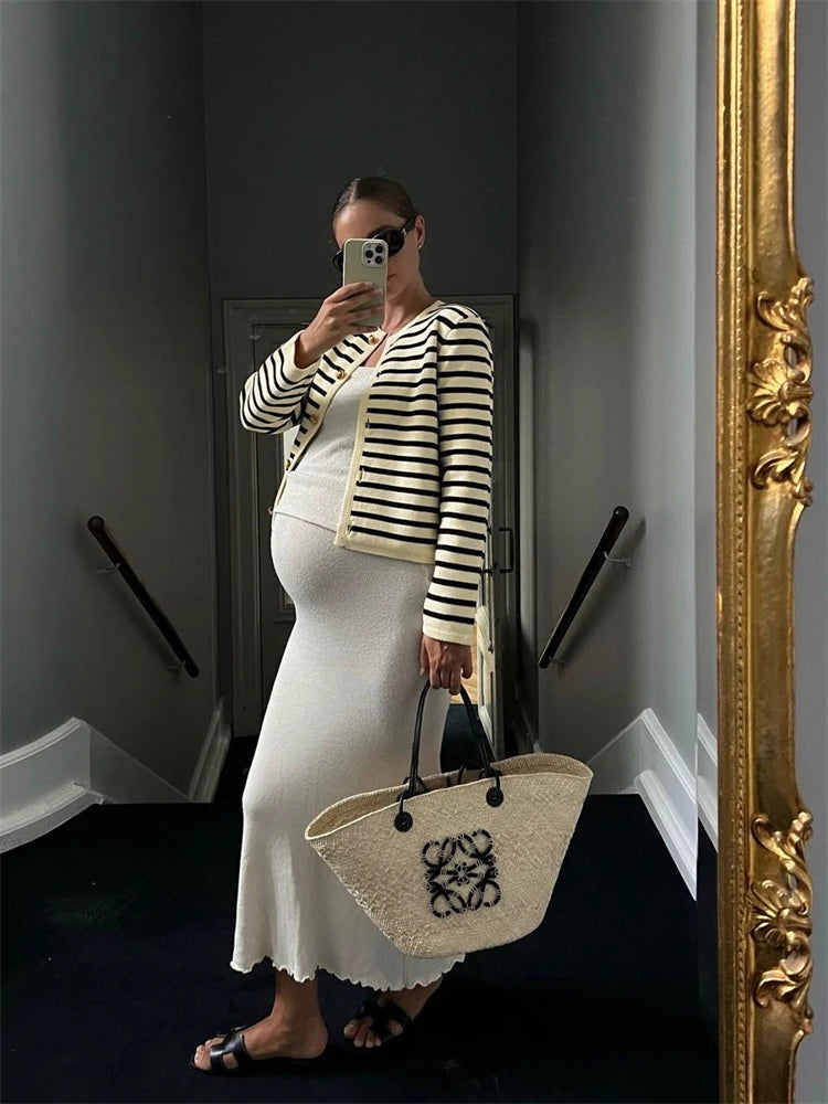 Women Chic Striped Knitwear Set | Pilar