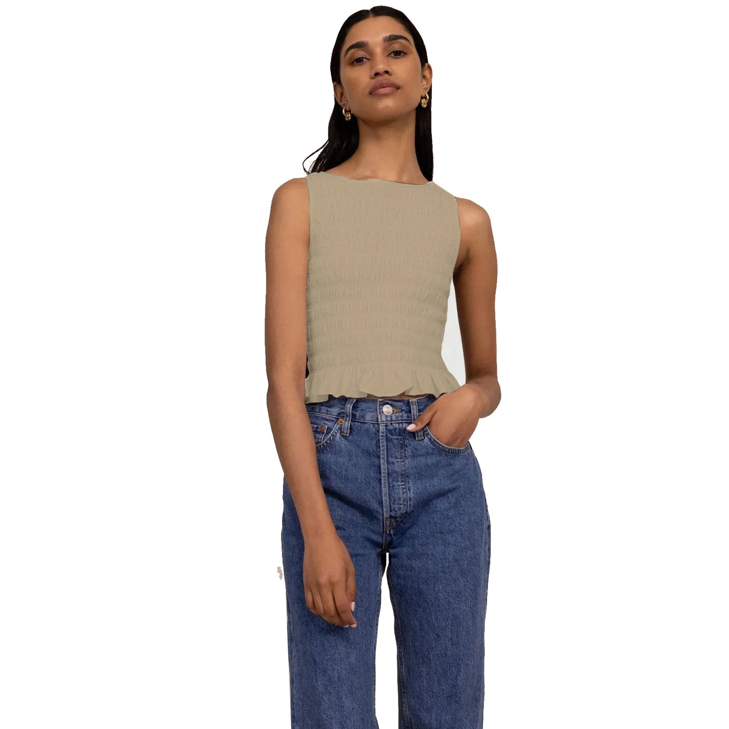 Women Smocked Sleeveless Top | Regina