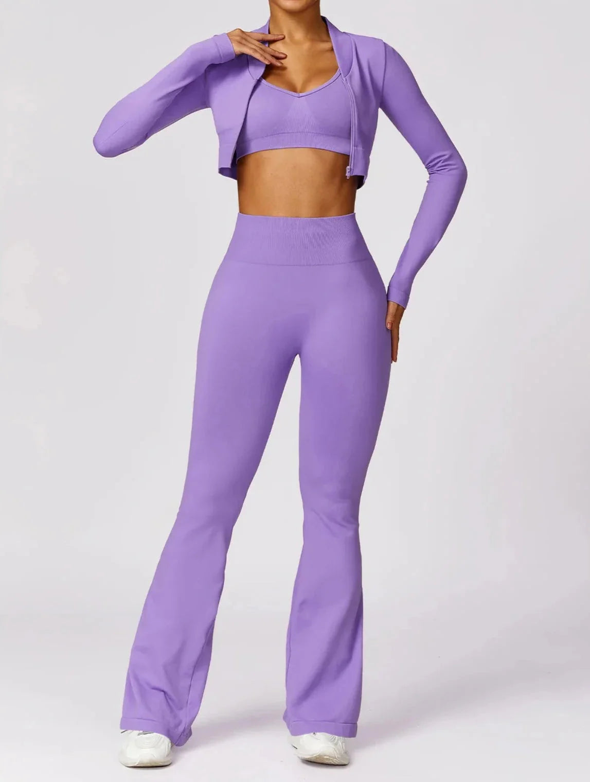 Variant image for Women Flare Set Black Nylon Spandex | Serenity-1