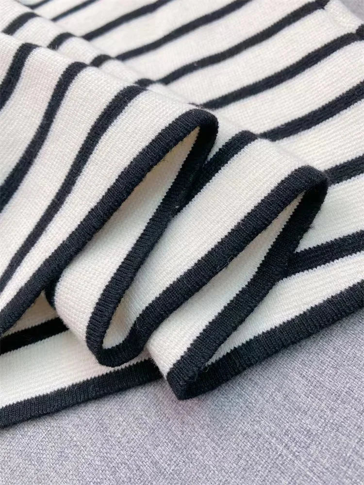 Women Striped Knitted Vest & Skirt Set | Sybella