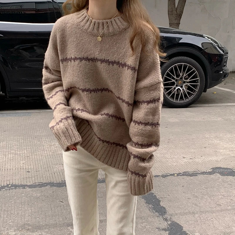 Women Striped Oversized Sweater | Henriette