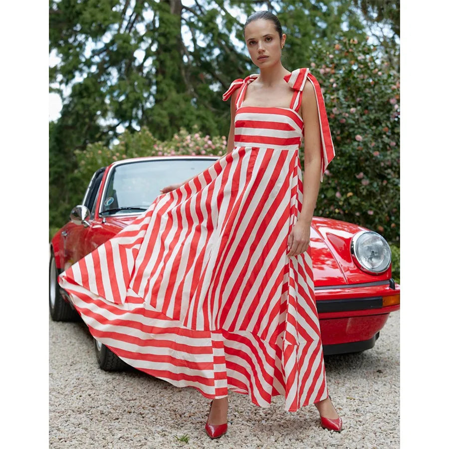Women Striped Bow-Tie Dress | Daysi