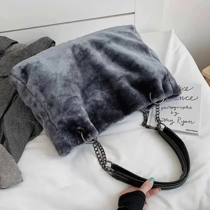Women Soft Faux Fur Tote Bag | Tara