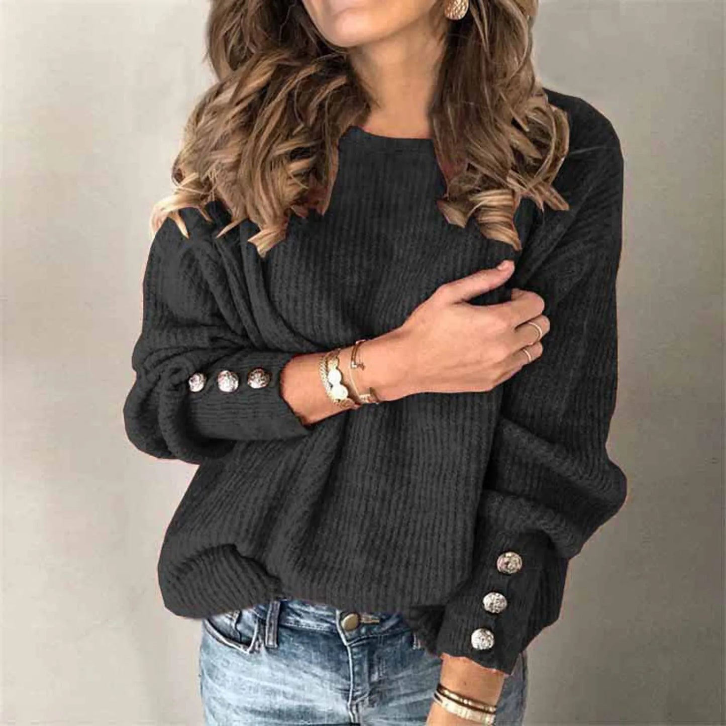 Women Button Cuff Turtleneck Sweater | Danica