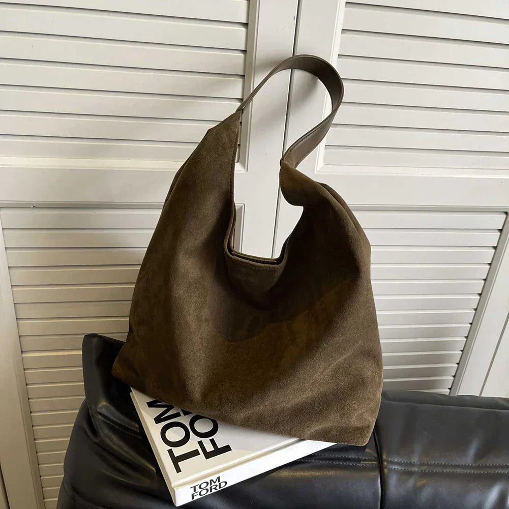 Women Minimalist Suede Tote Bag | Mila