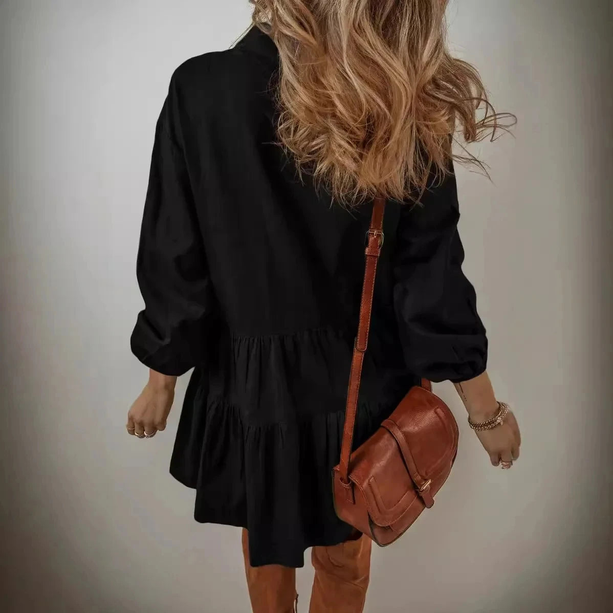 Women Pleated Shirt Dress | Jolina