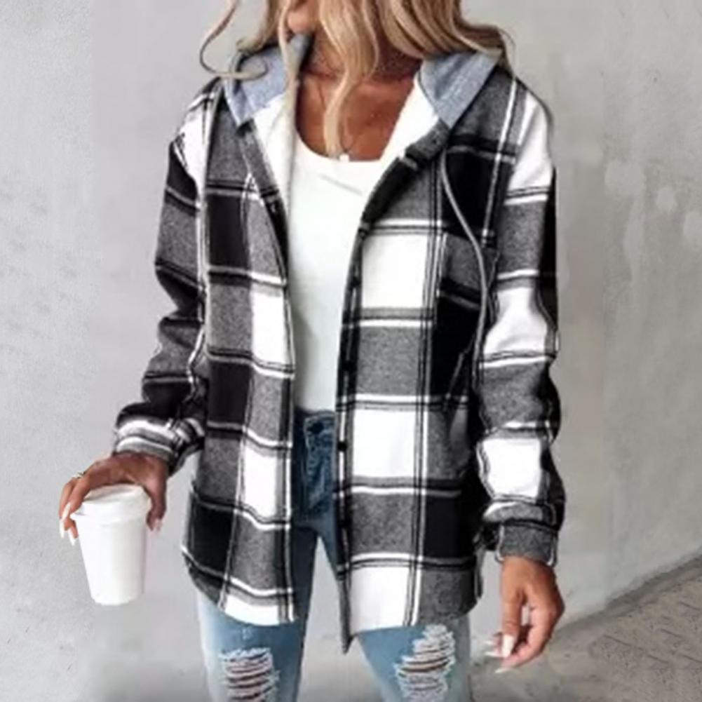 Women Plaid Hooded Shacket | Aurora
