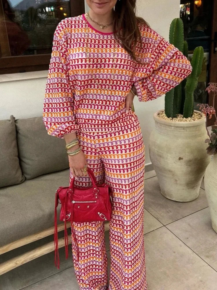 Women Patterned Knitwear Set | Alaina