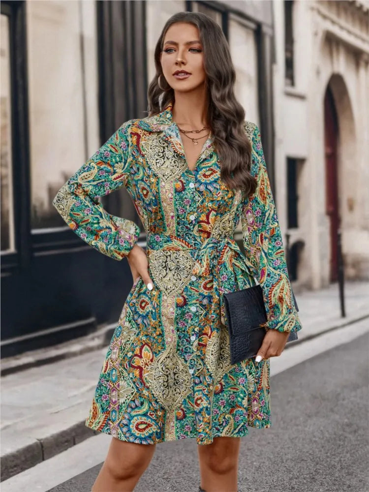 Women Bohemian Shirt Dress | Gwyneth