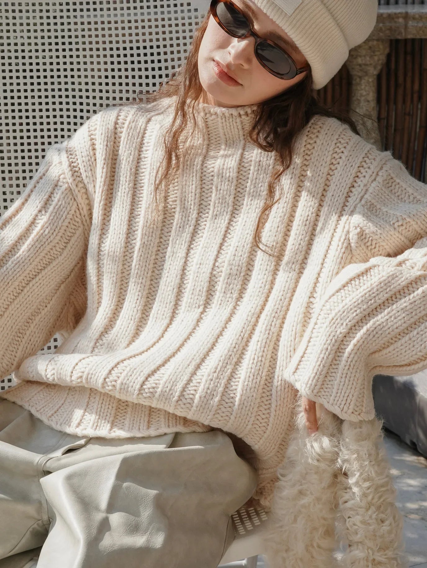 Women Chunky Wool Blend Knit Sweater | Drucilla
