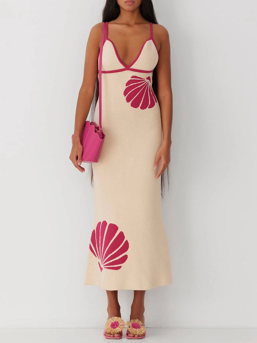 Women Shell-Printed Knit Midi Dress | Serena