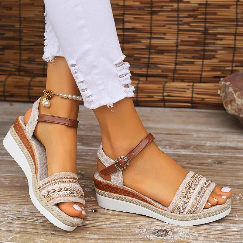 Women Sandals Black Artificial Leather | LINA-2