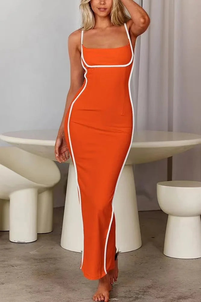 Women Color-Block Spaghetti Strap Maxi Dress | Octavia