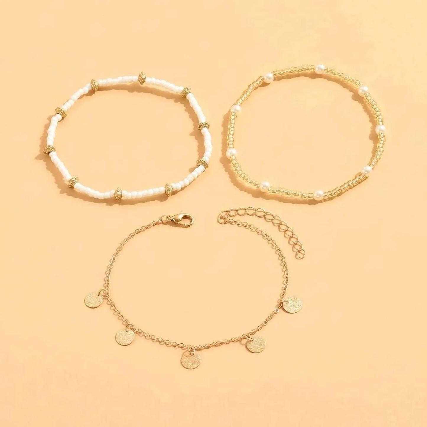 Women Beaded Layered Anklet Set | Kendra