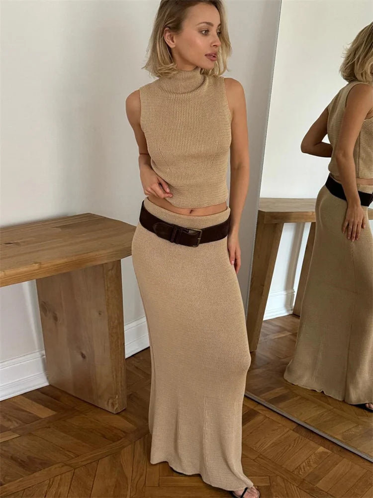 Women Sleeveless Knit Two-Piece Set | Melvina