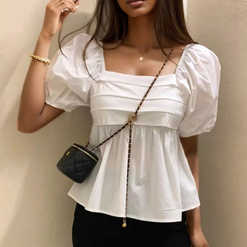 Women Puff Sleeve Square Neck Top | Celia