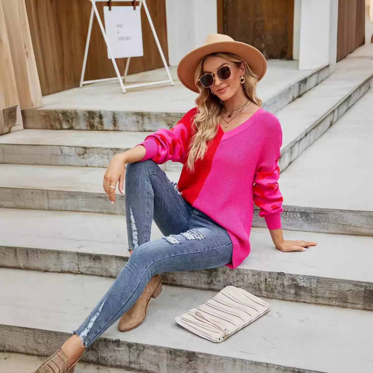Color Block Knit Sweater | Frederica