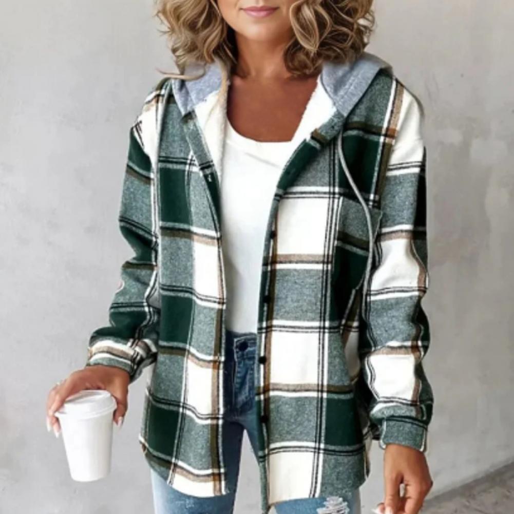 Women Plaid Hooded Shacket | Aurora