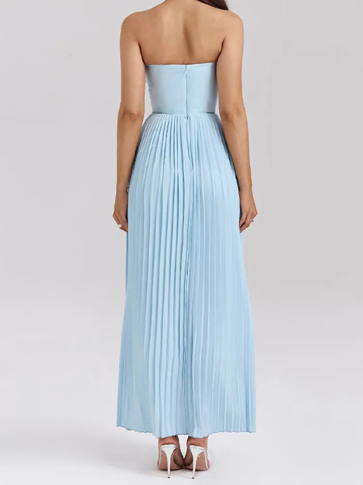 Women Sweetheart Pleated Maxi Dress | Aisha