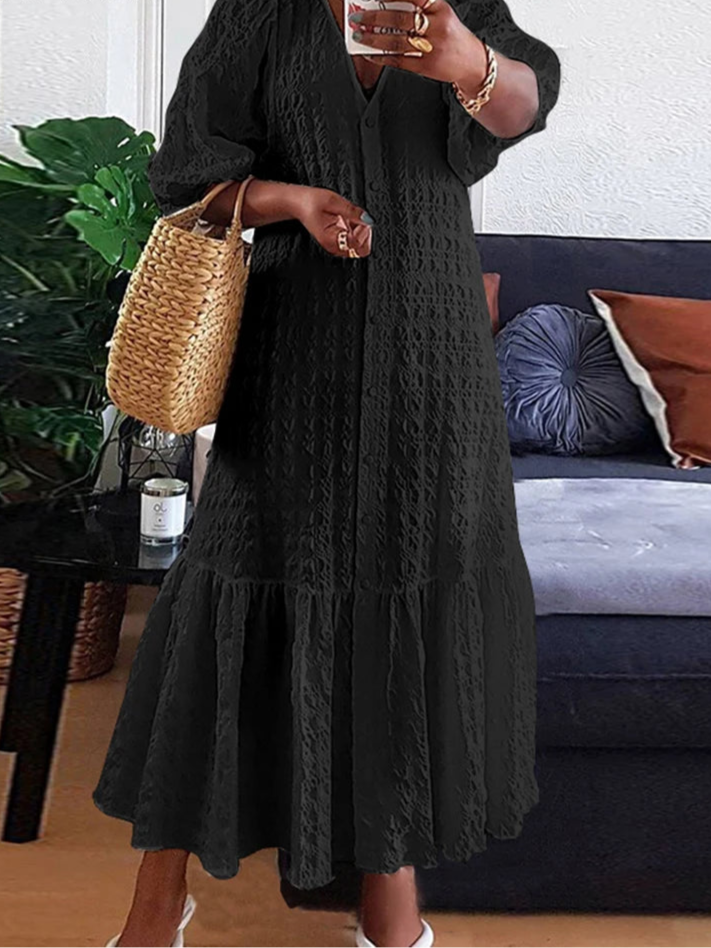 Women Textured V-Neck Maxi Dress | Althea