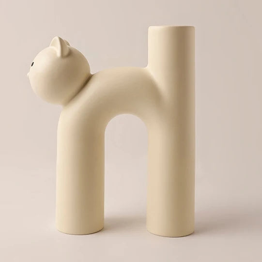 Variant image for Cat Vase White Ceramic | Elegant Touch-3