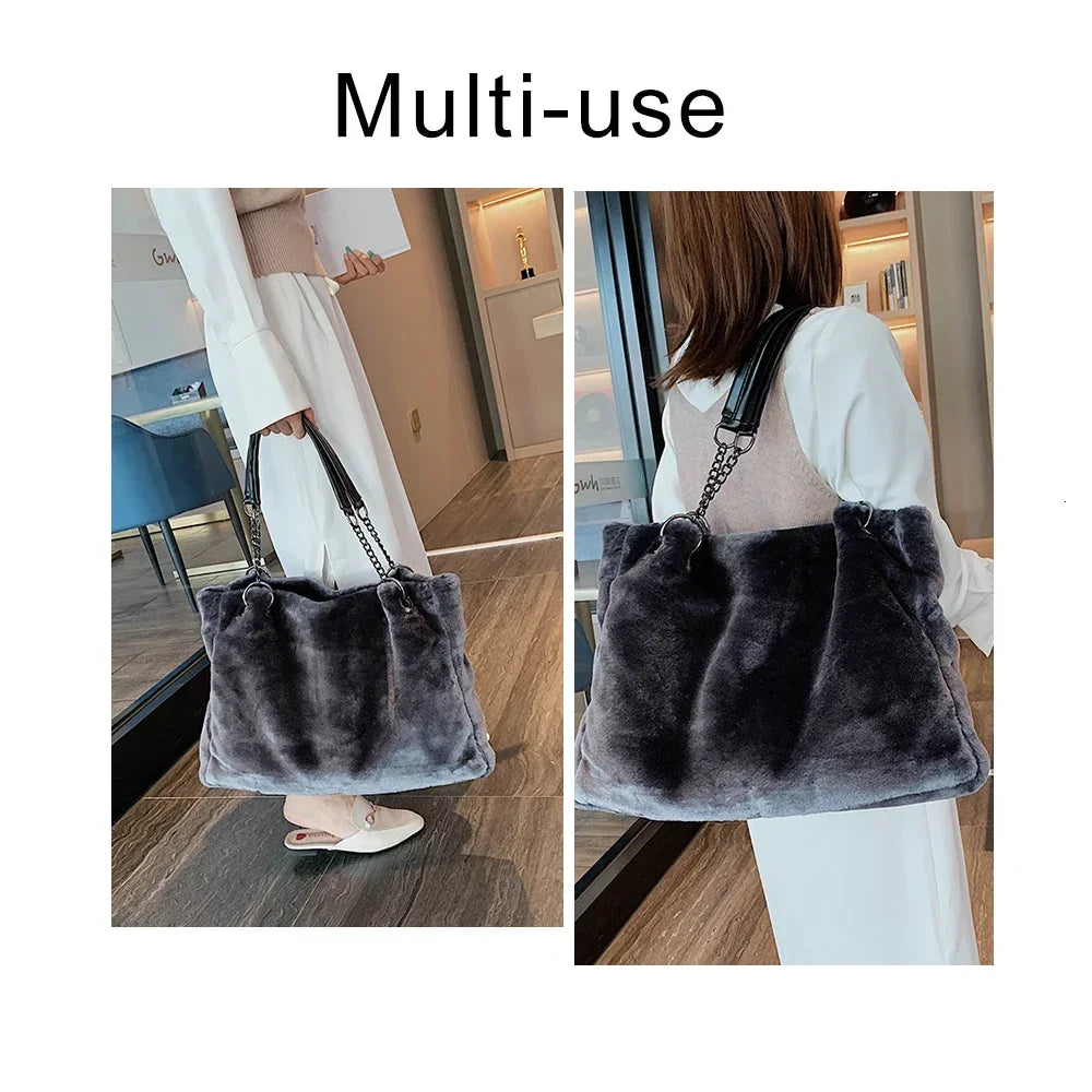 Women Soft Faux Fur Tote Bag | Tara