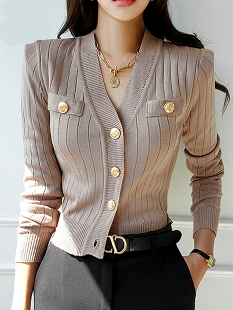 Women Ribbed Button-Up Cardigan | Jessamy