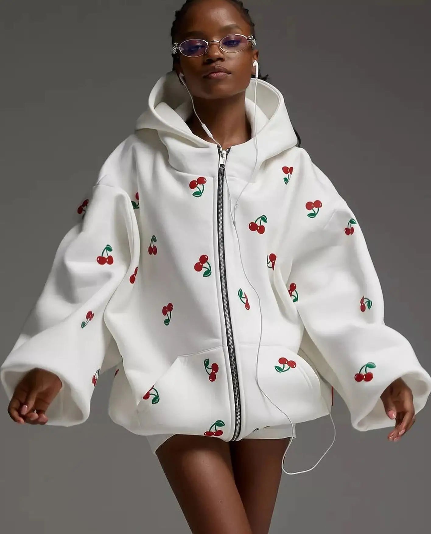 Women Oversized Cherry Hoodie | Melisande