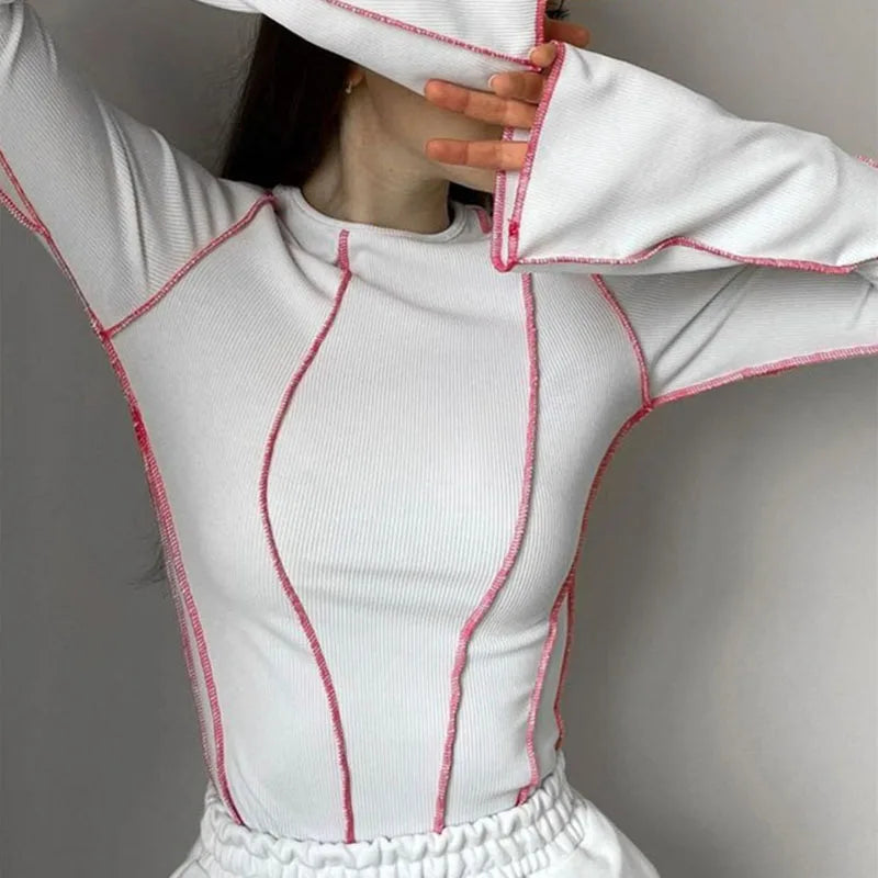 Women Striped Contrast Stitching Top | Rosalba