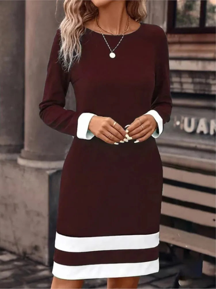 Elegant Contrast Cuff Dress | Xaveria