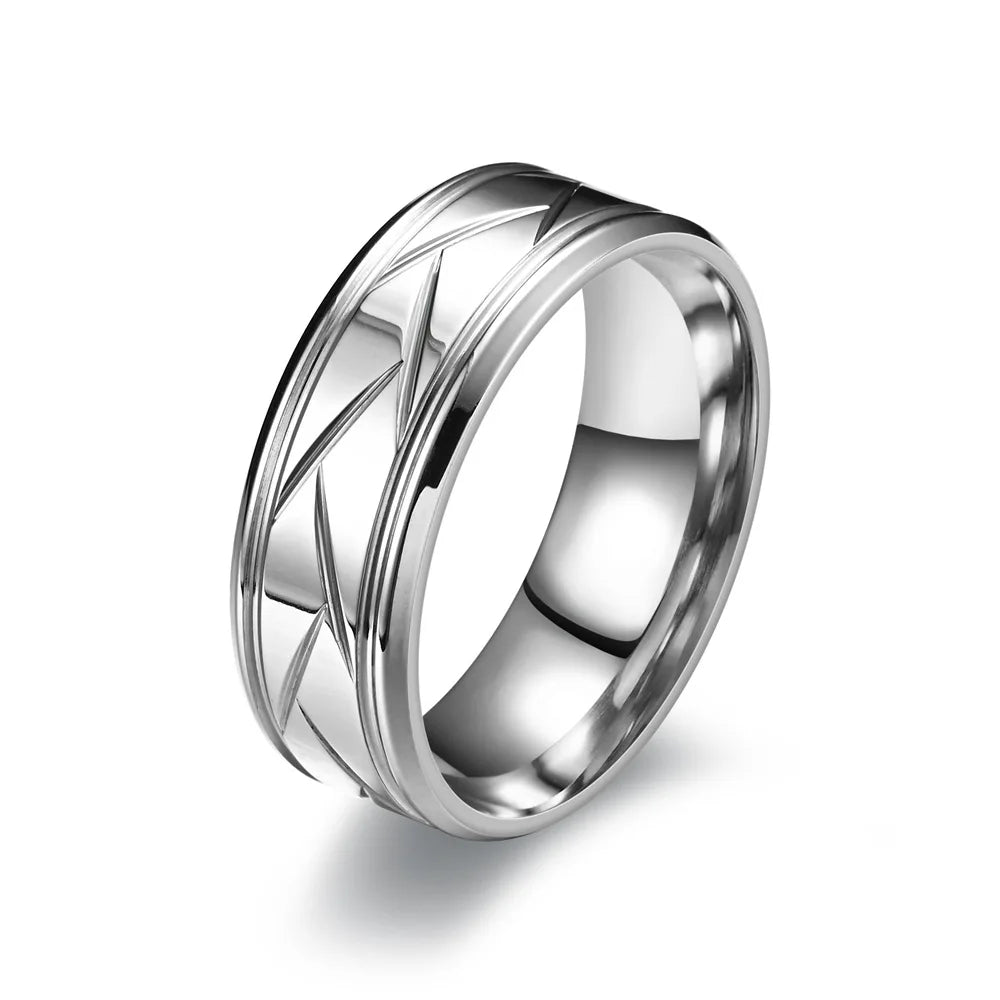 Unisex Diagonal Textured Ring | Kenver