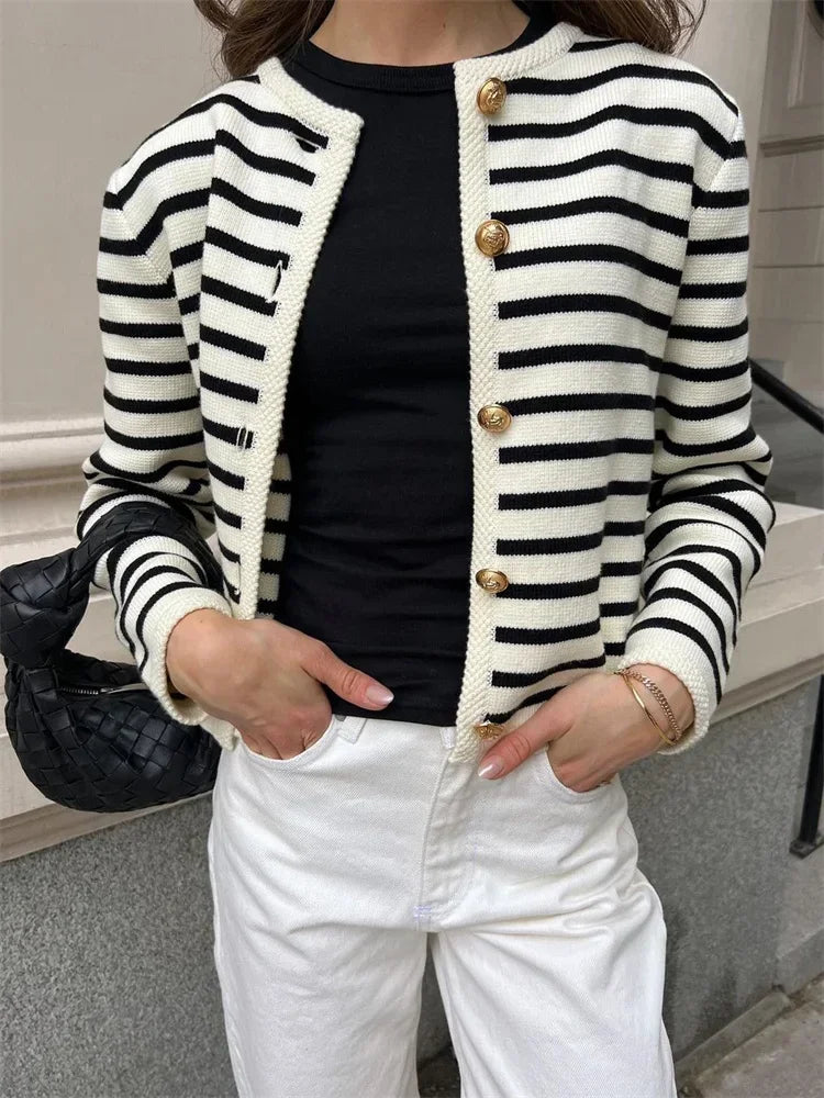 Women Chic Striped Knitwear Set | Pilar