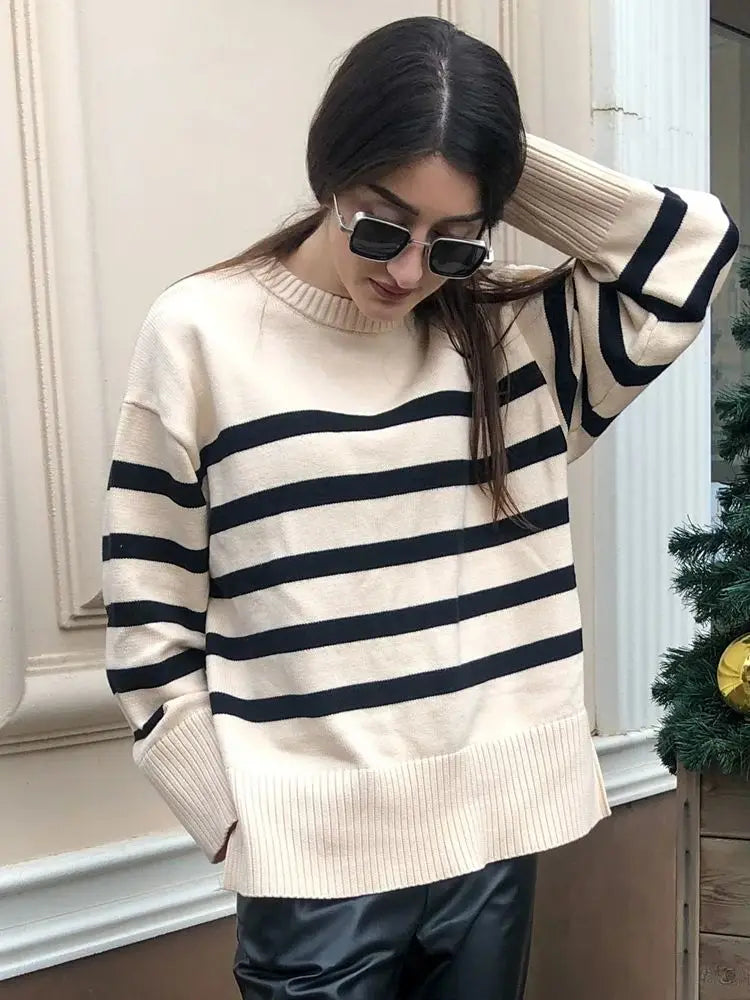 Women Striped Knit Sweater | Rosalina