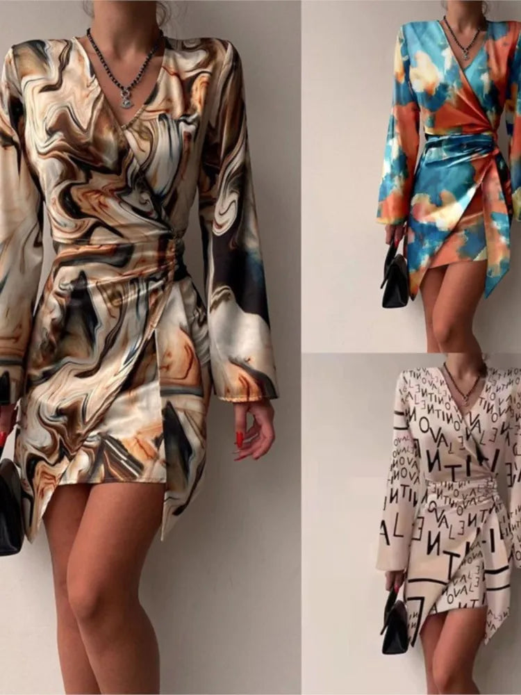 Women Abstract Print Wrap Dress | Maria