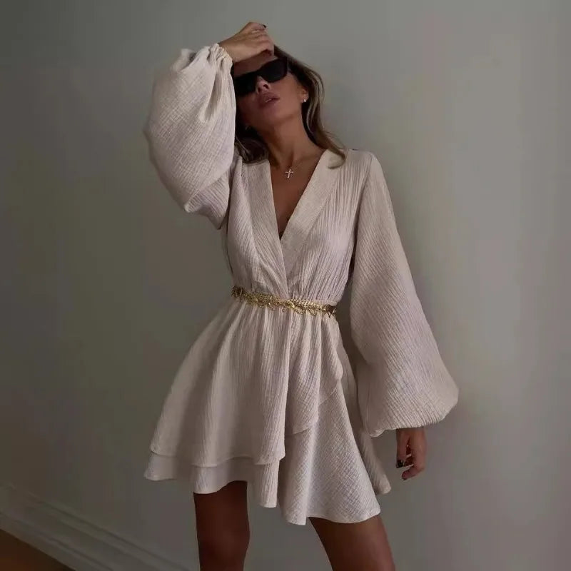 Women Flowy Balloon Sleeve Mini Dress | Milagros