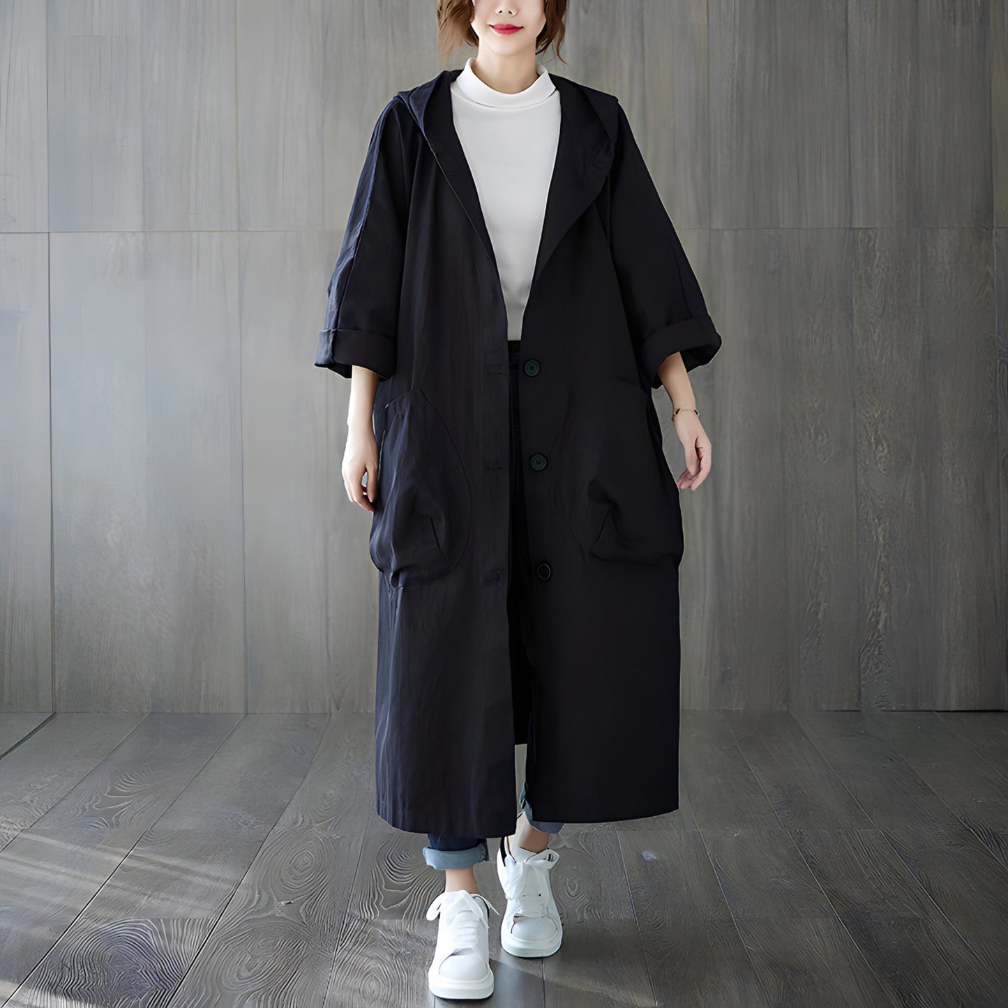Women Oversized Hooded Trench Coat | Mirella