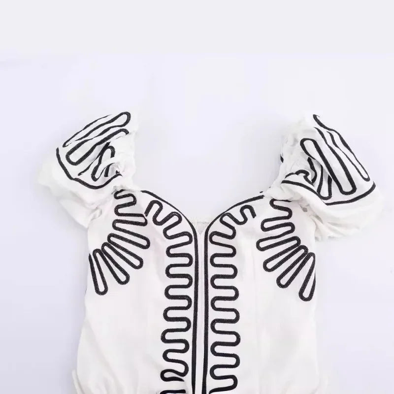 Women Ruffled Sleeve Embroidered Mini Dress | Aleida