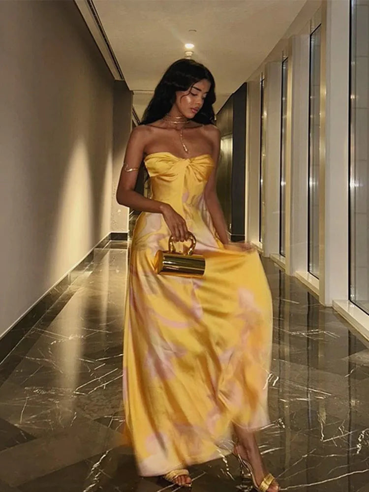 Women Elegant Strapless Satin Gown | Brenda